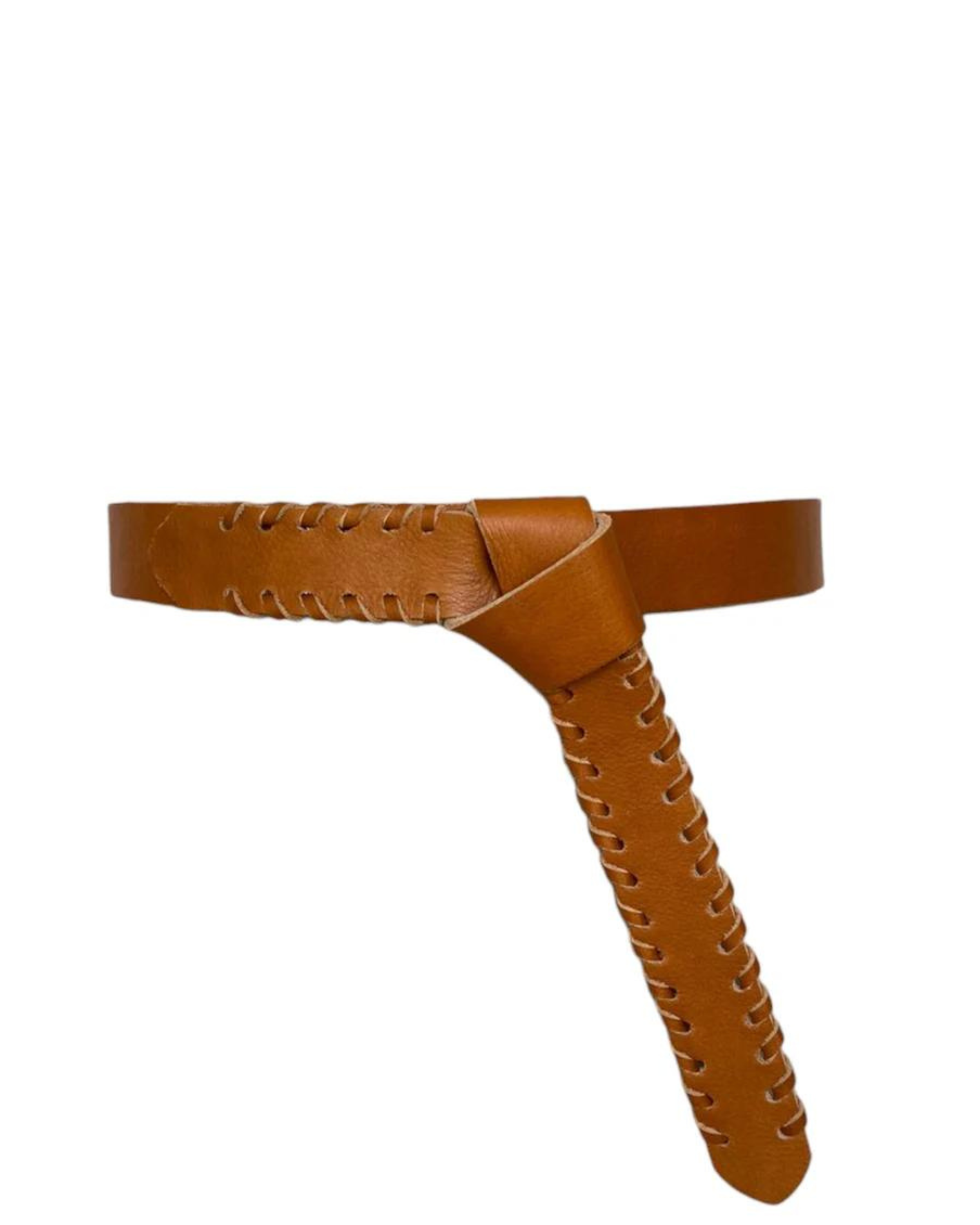 Vintage Charm Leather Belt - Cognac