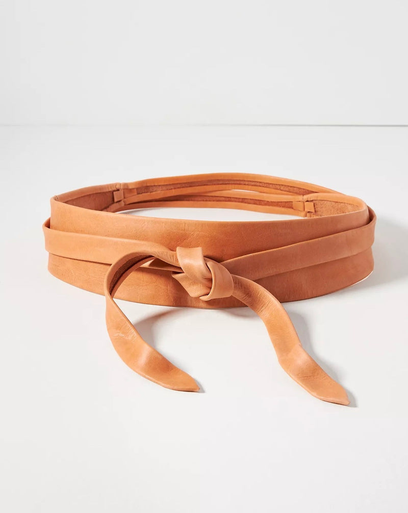 Wrap Leather Belt - Papaya