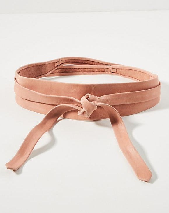 Wrap Leather Belt - Peach