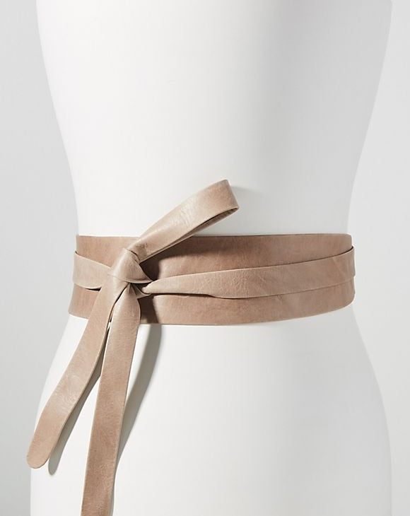 Wrap Leather Belt - Taupe