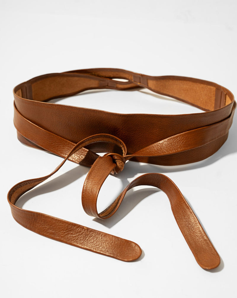 Wrap Belt | Wrap Cognac Belt | Women's Leather Belt - ADA