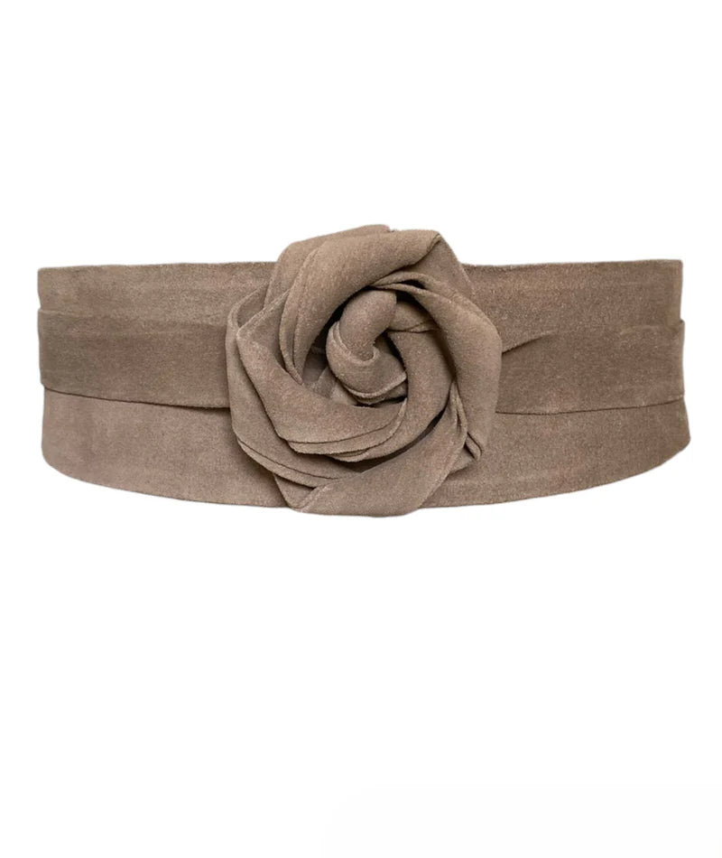 Wrap Suede Leather Belt - Taupe