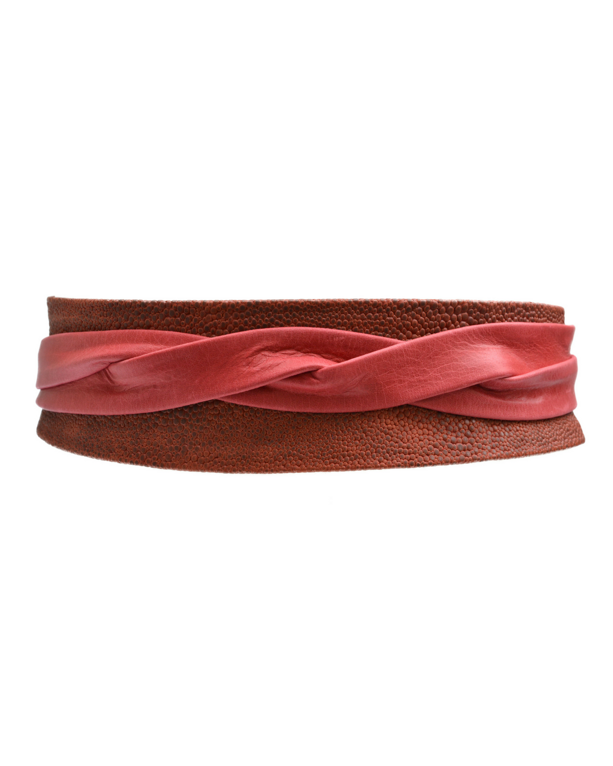 Wrap Belt Red Saturn Python | Leather Wrap Belt | Ada Belt display picture 2