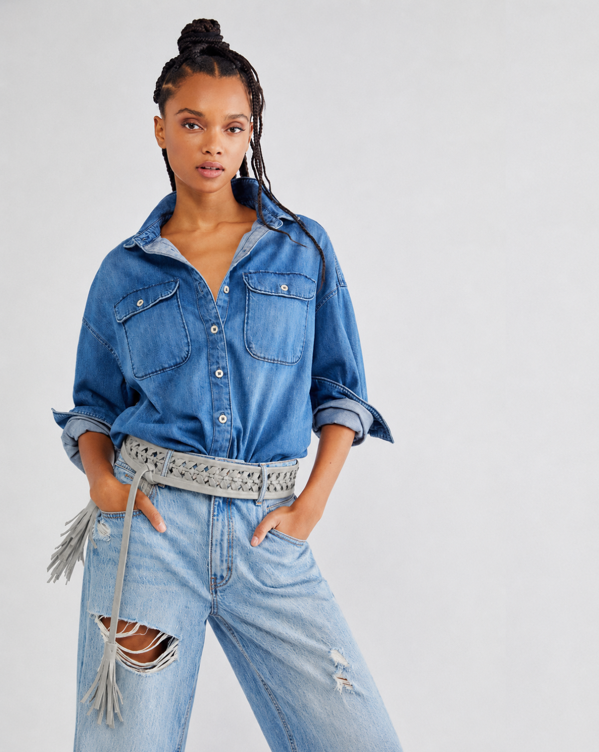 Ava Wrap Leather Belt - Seagrass