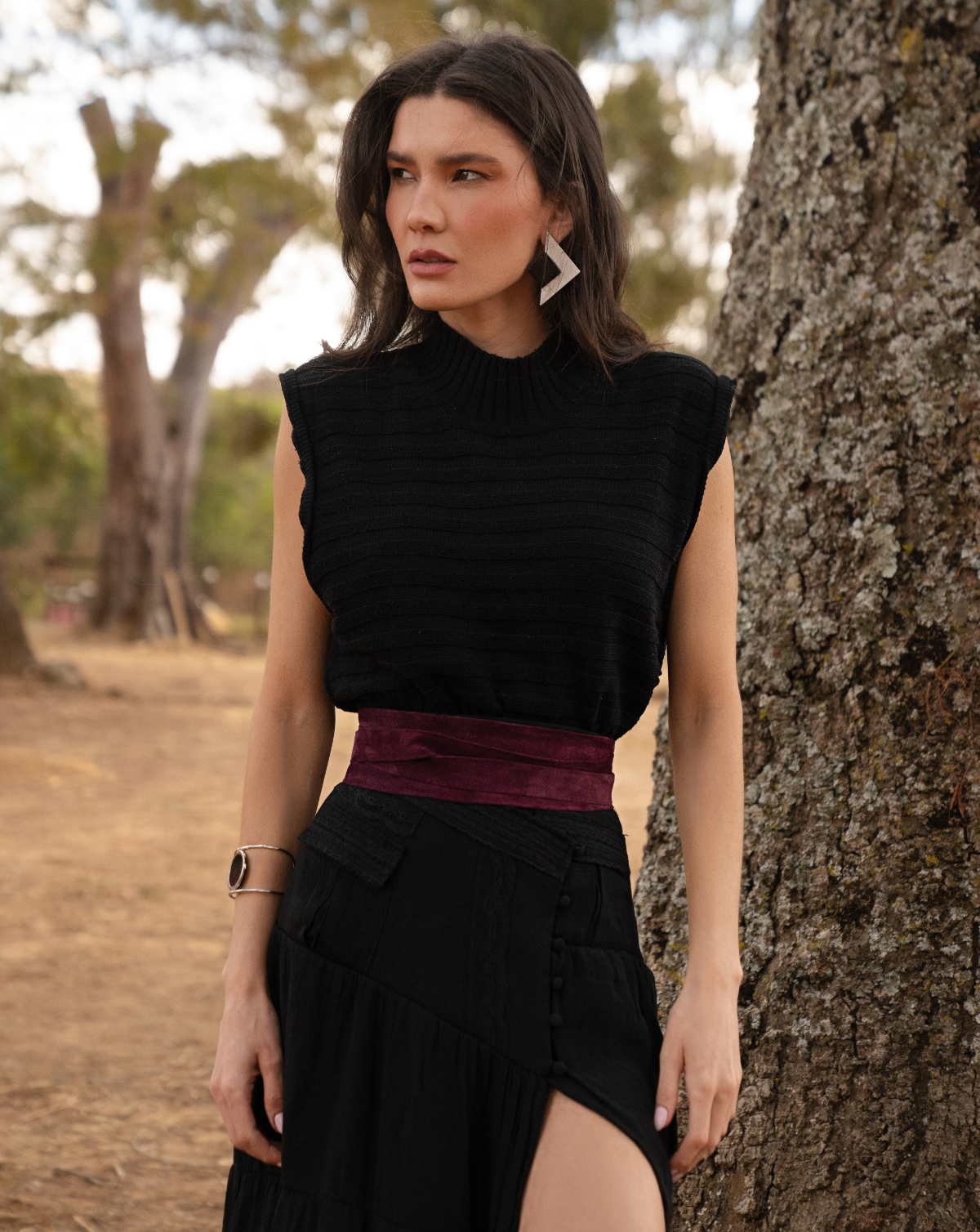 Wrap Suede Leather Belt - Berry