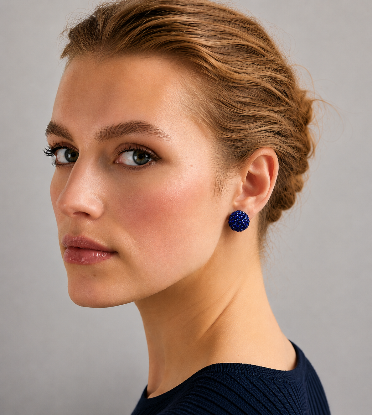 Ball Stud Earrings - Blue
