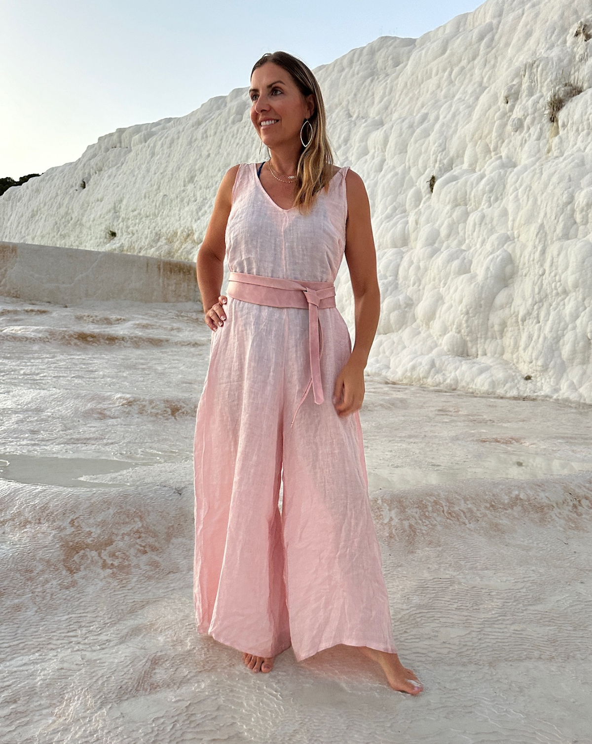 Wrap Leather Belt - Blush