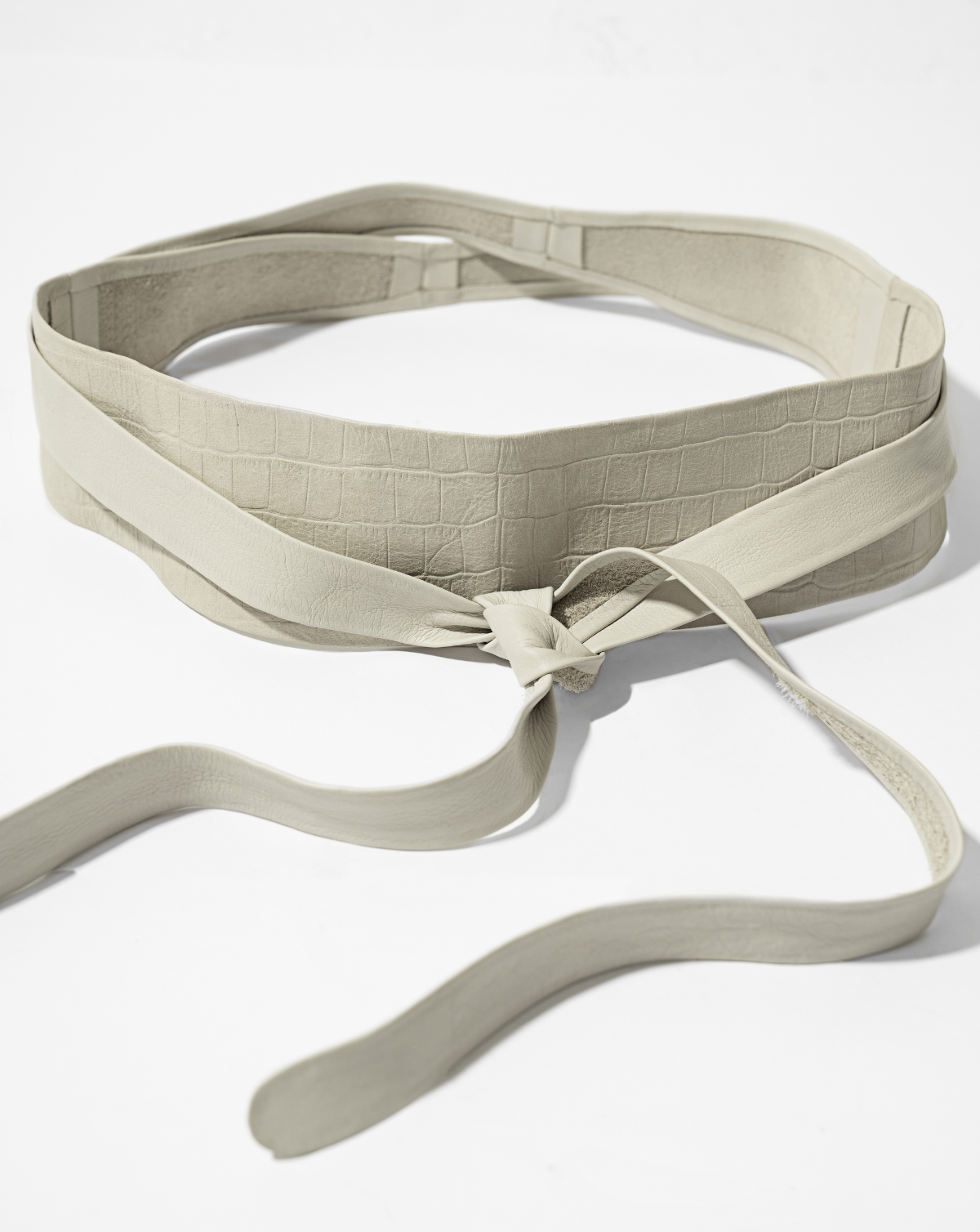 Wrap Leather Belt - Bone Croco