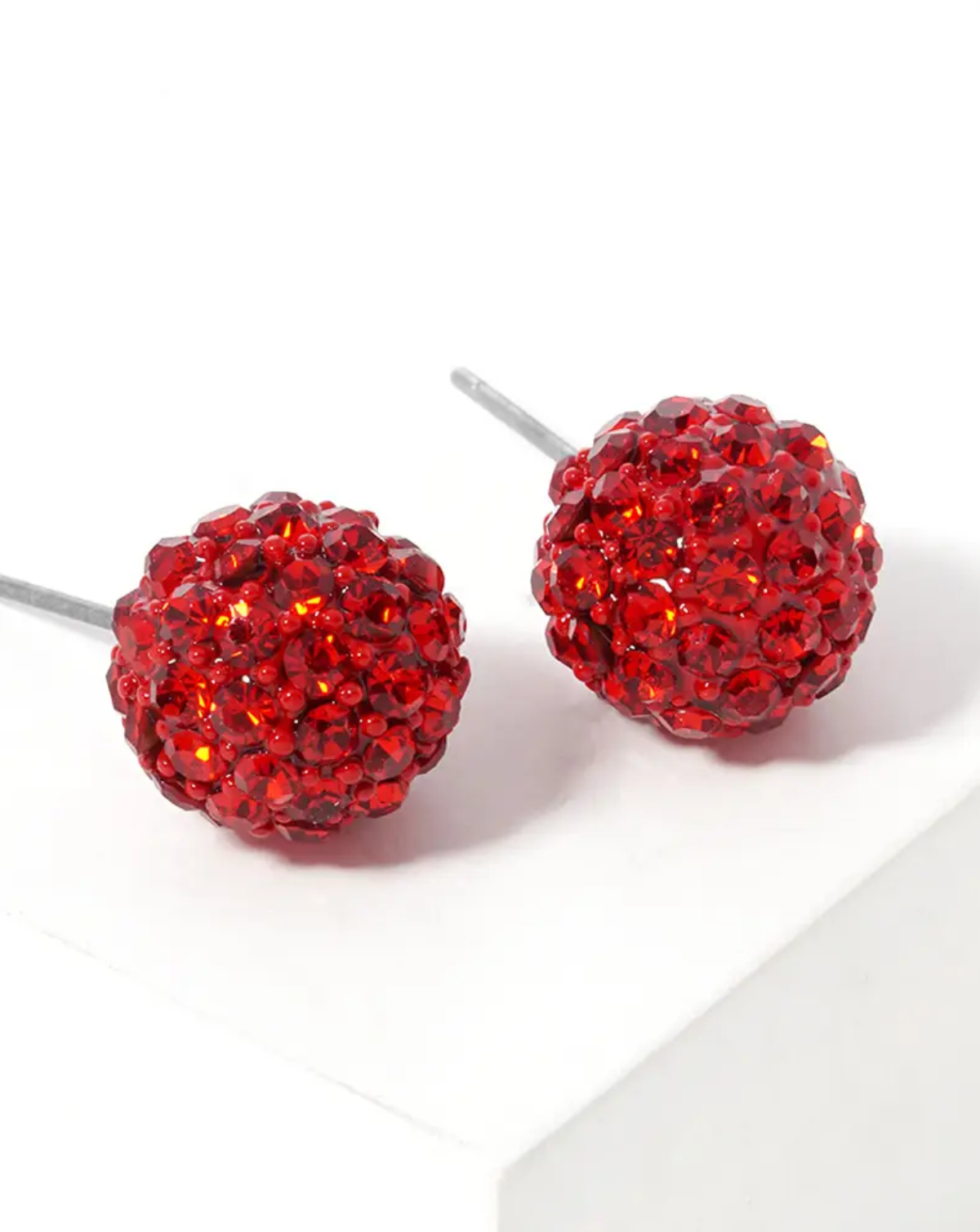 Ball Stud Earrings - Red