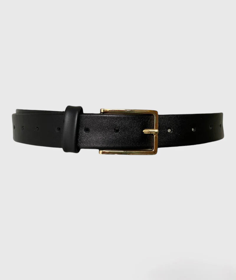 Chic Horizon Leather Belt - Black