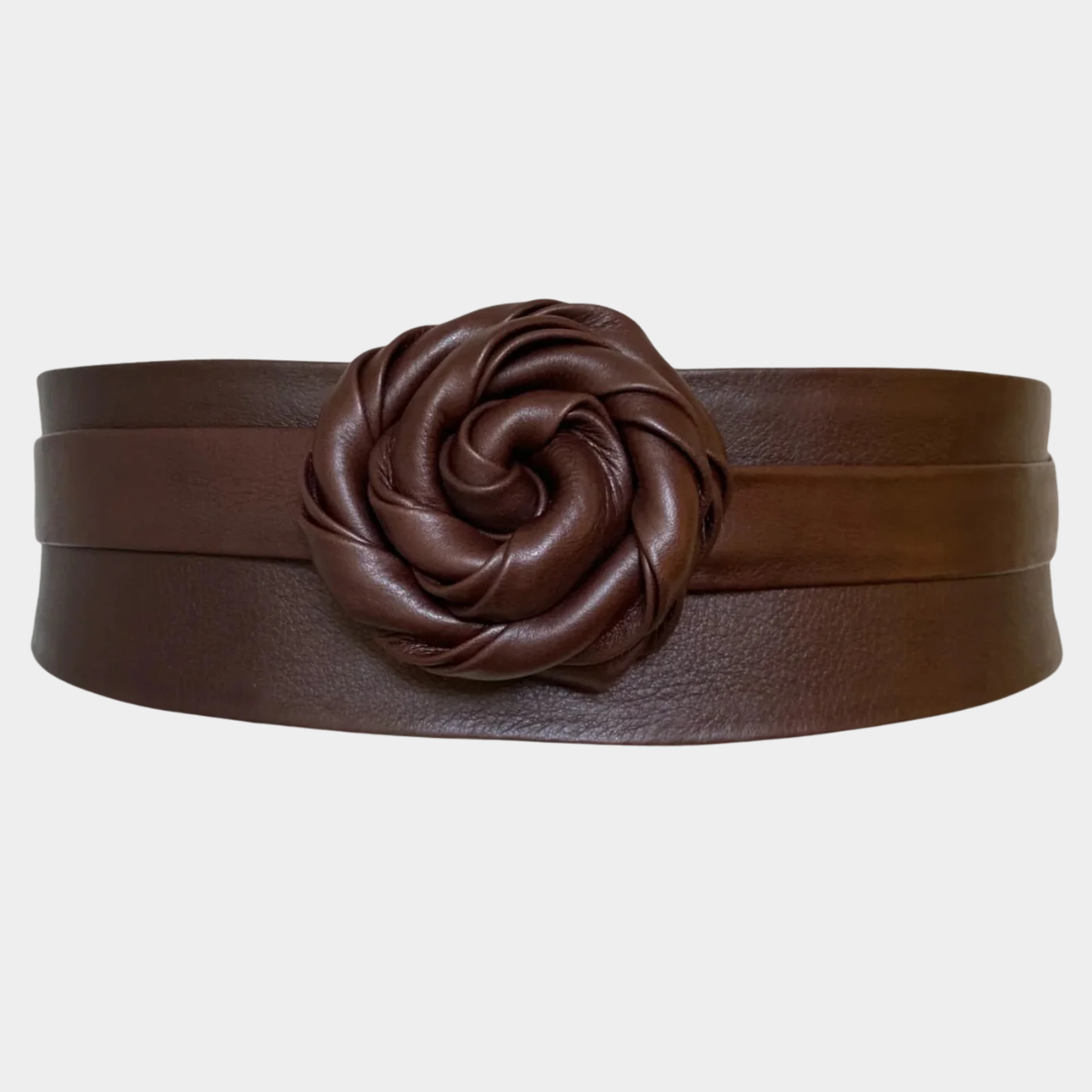 Wide Brown Leather Wrap Belt with Oversized Round Buckle Wrap Belt | Wrap Chocolate Belt | Fashion Leather Belt main image 4