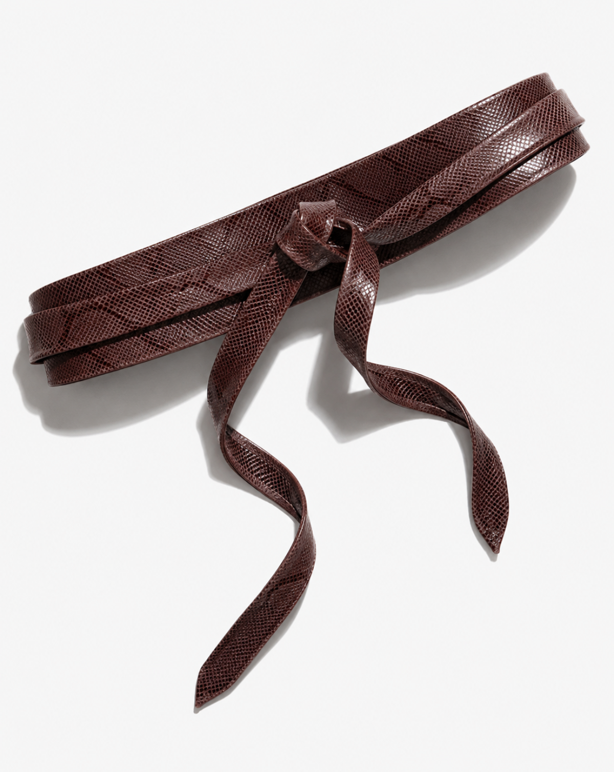 Wrap Leather Belt - Espresso Boa Python