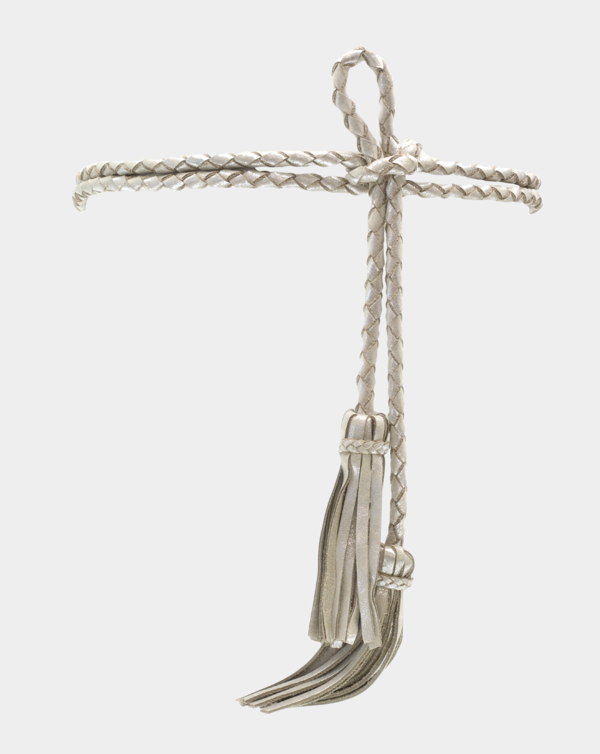 Fringe Soga Leather Belt- Silver