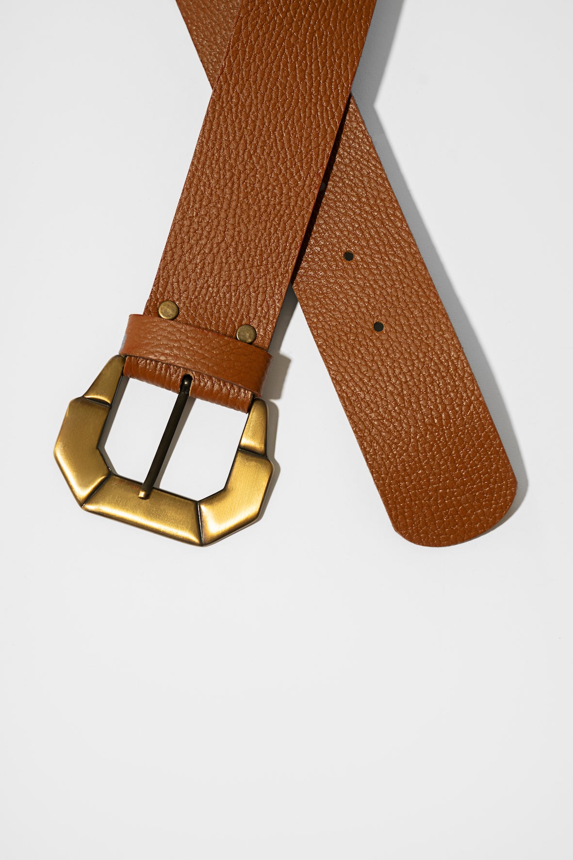 Gem Leather Belt - Cognac
