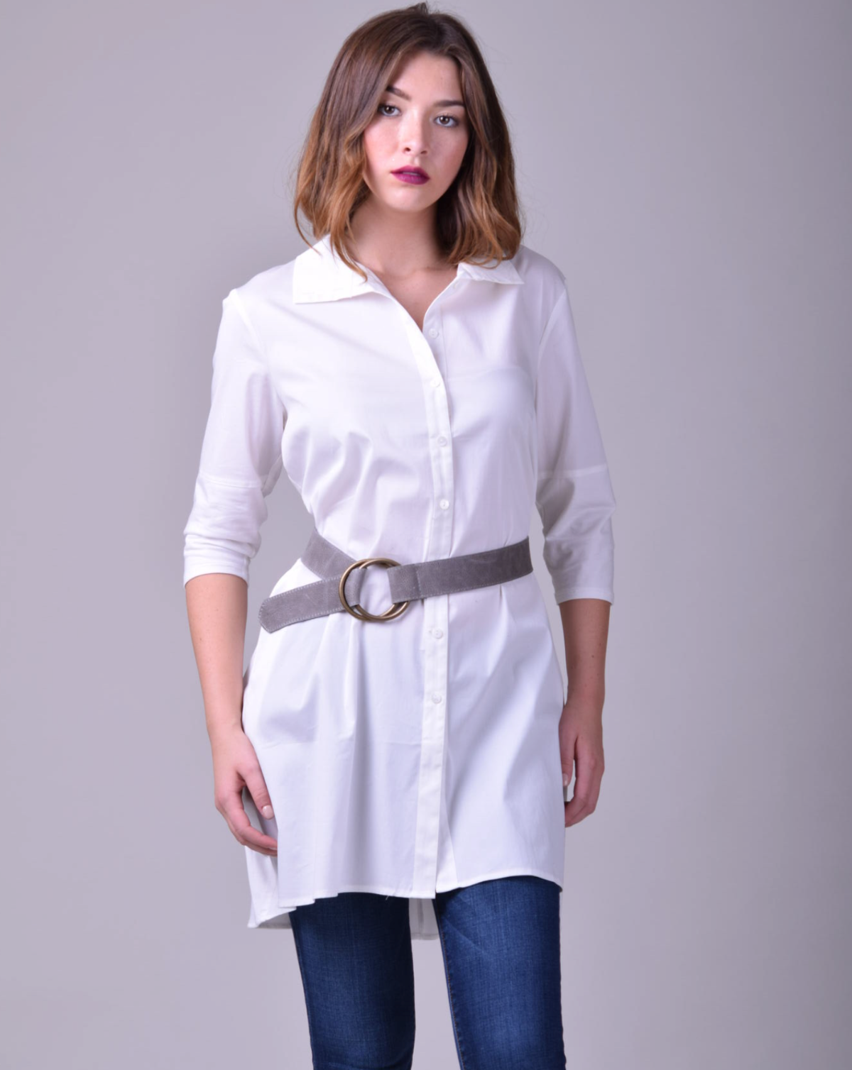 Josie Leather Belt - Grey