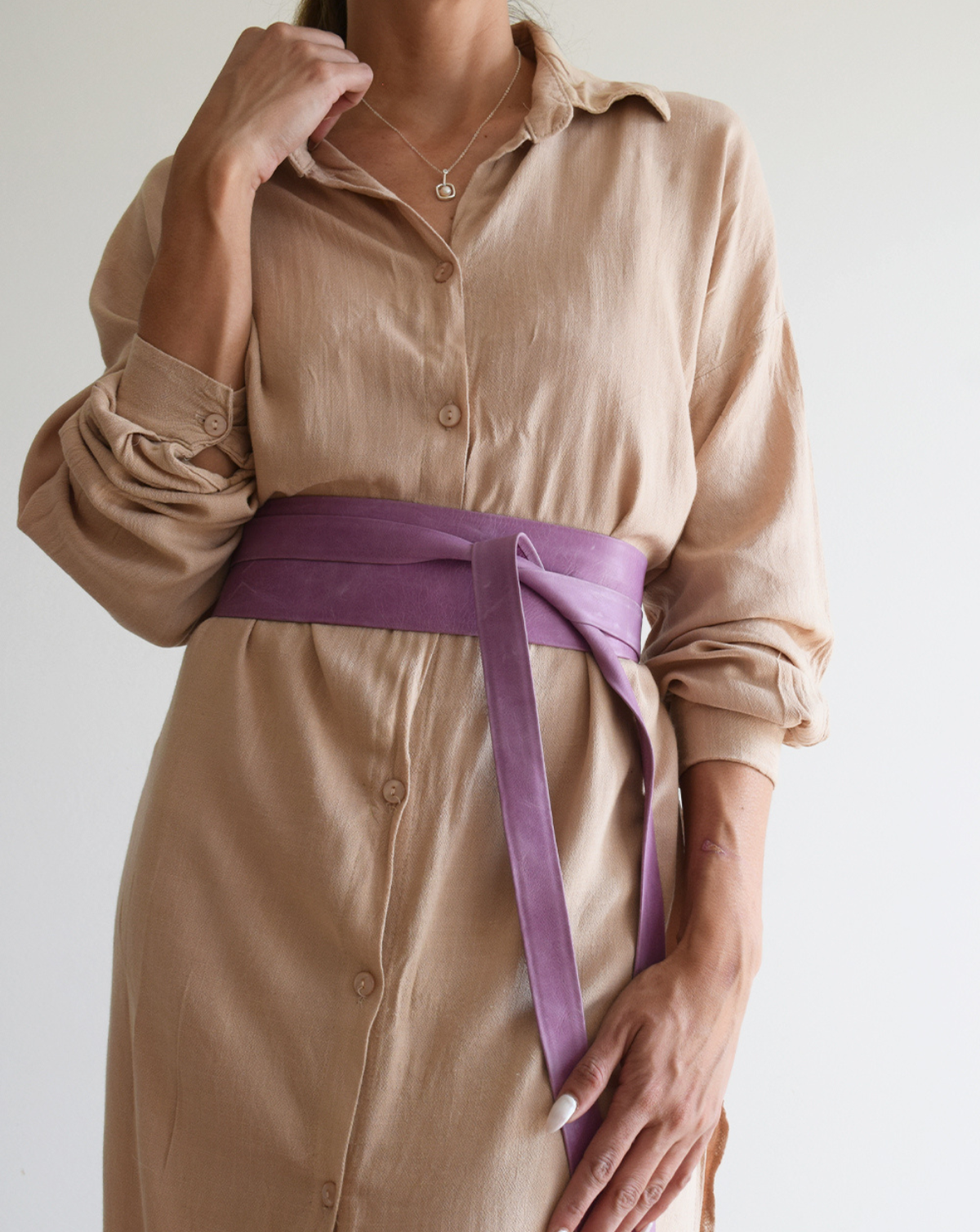 Wrap Leather Belt - Lavender
