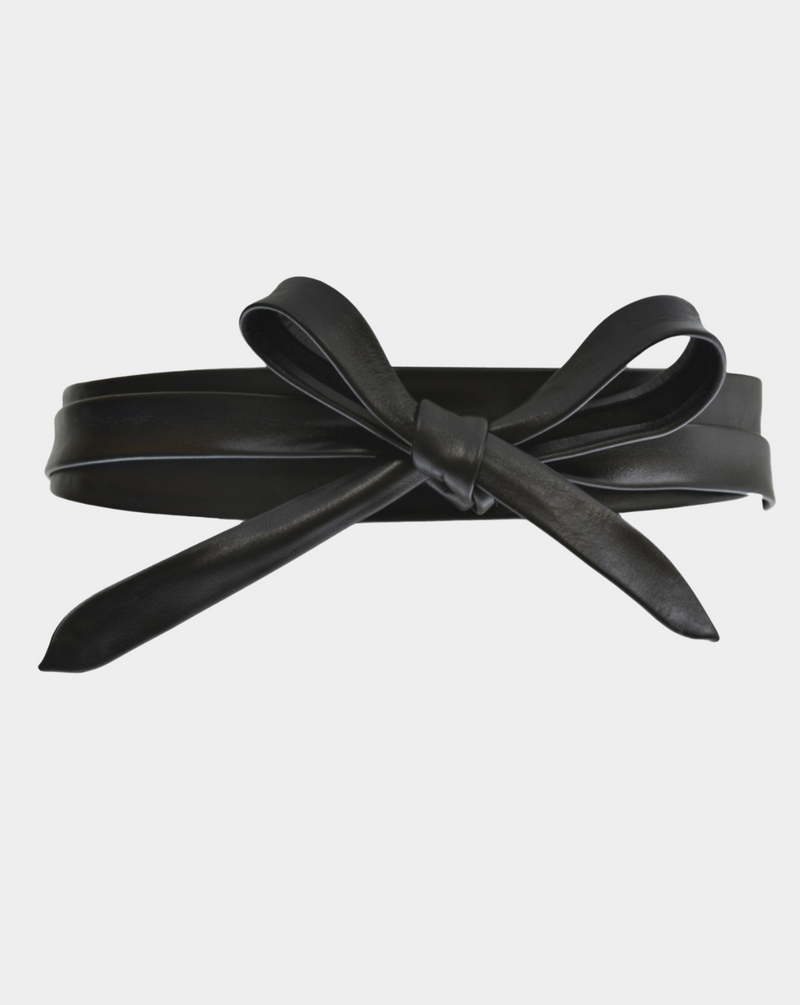 Midi Wrap Leather Belt - Black
