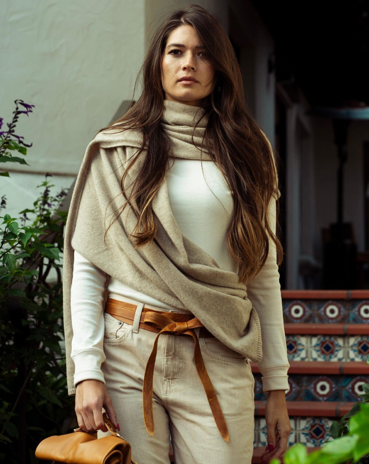 Midi Wrap Leather Belt - Cognac
