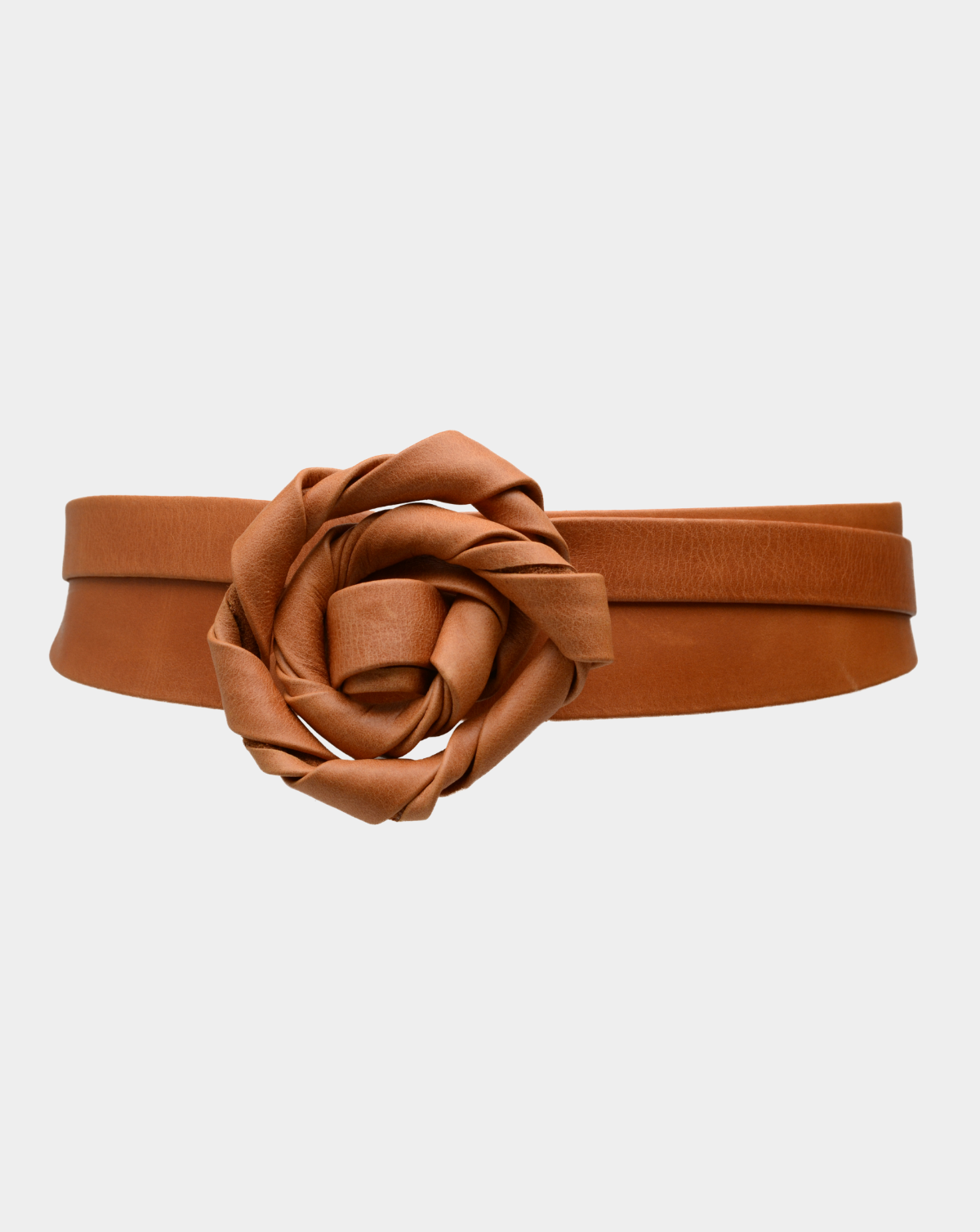 Midi Wrap Leather Belt - Cognac