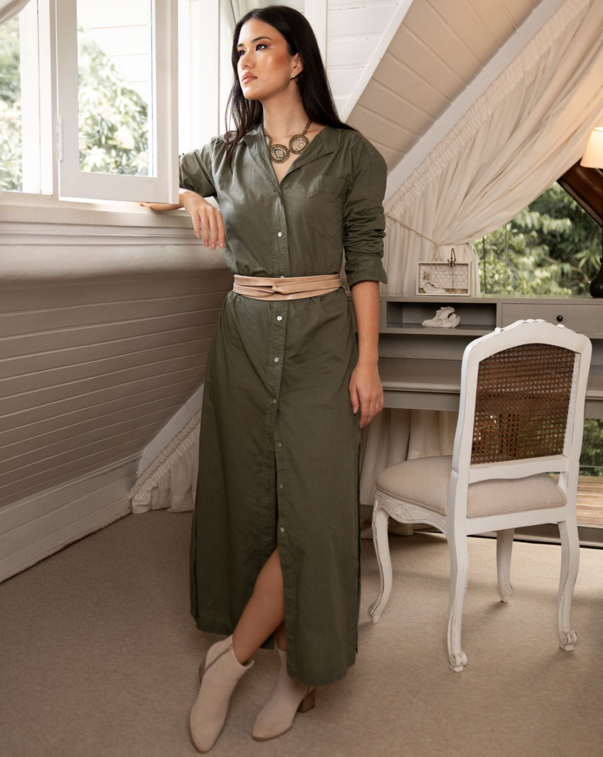 Midi Wrap Leather Belt - Taupe