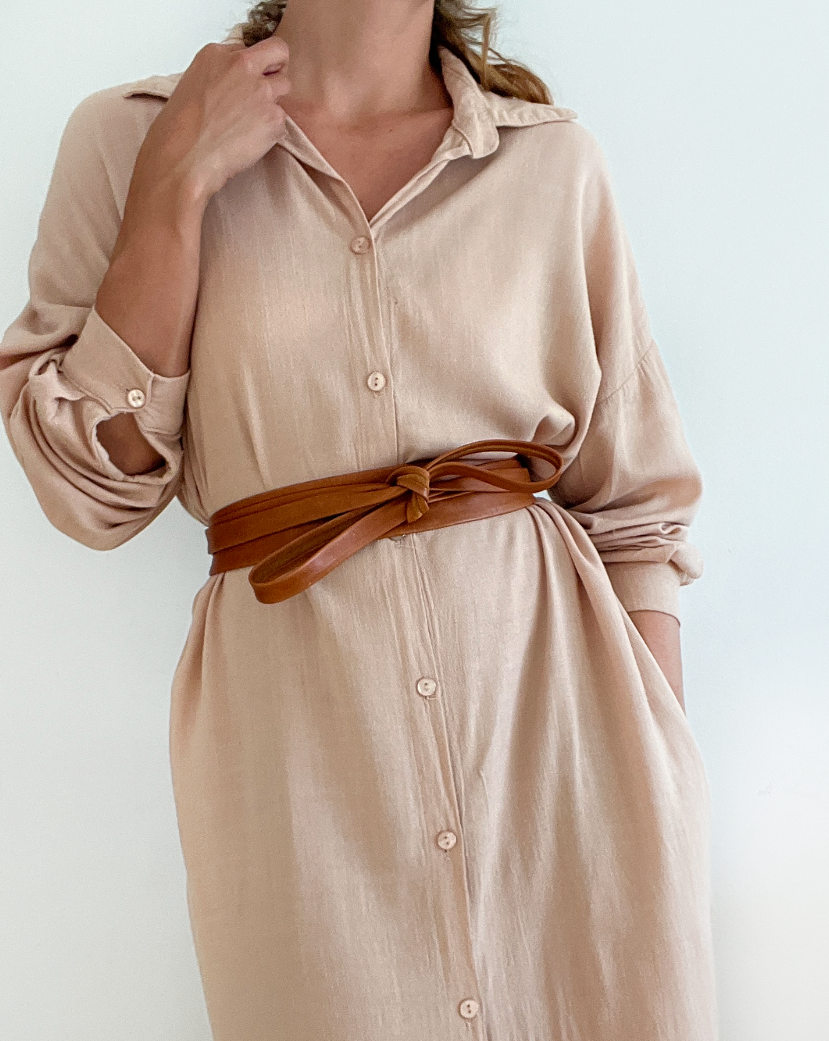 Midi Wrap Leather Belt - Whiskey