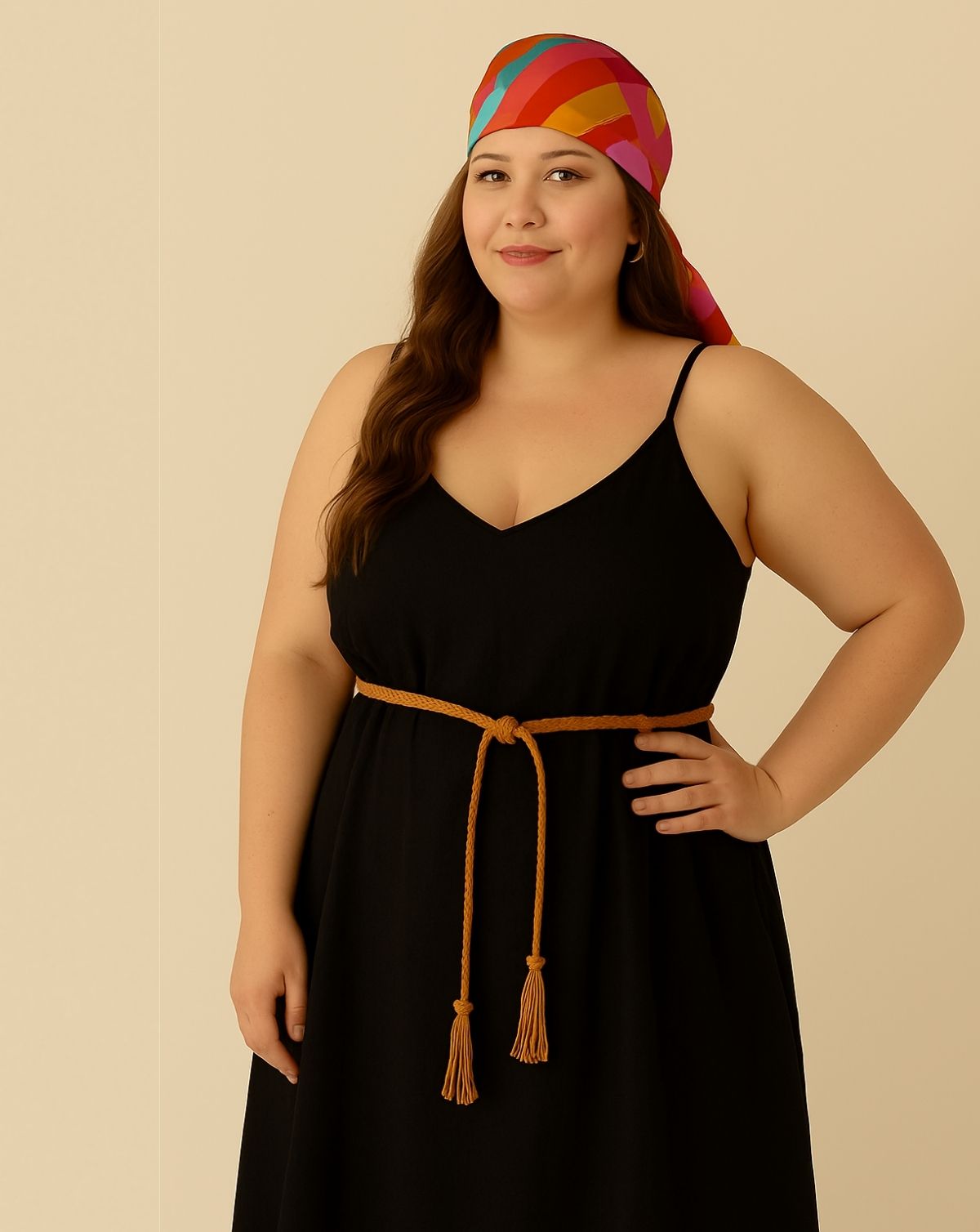 Italian Linen Spaghetti Strap V-Neck Full-Length Slip Dress