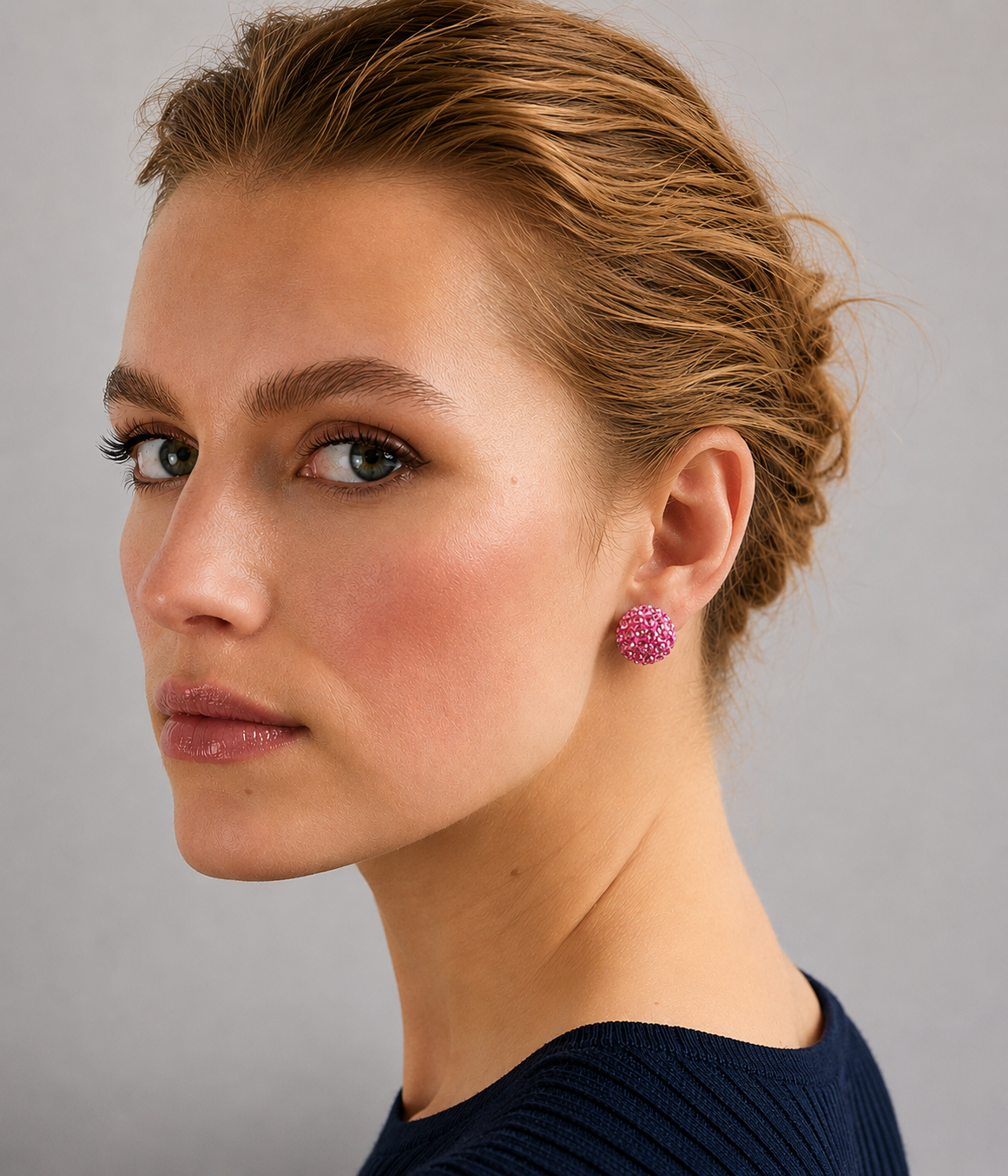 Ball Stud Earrings - Pink