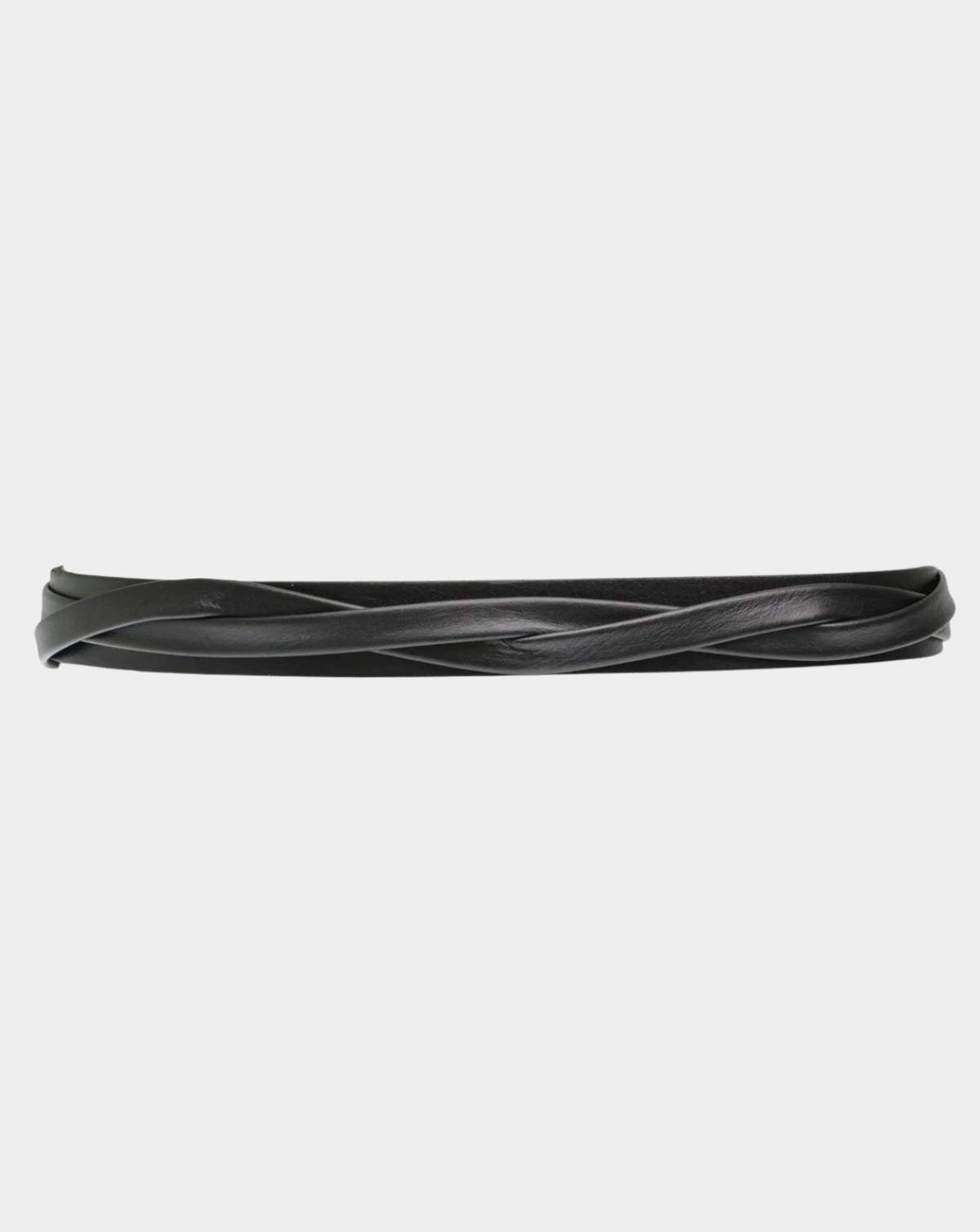 Skinny Wrap Leather Belt - Black