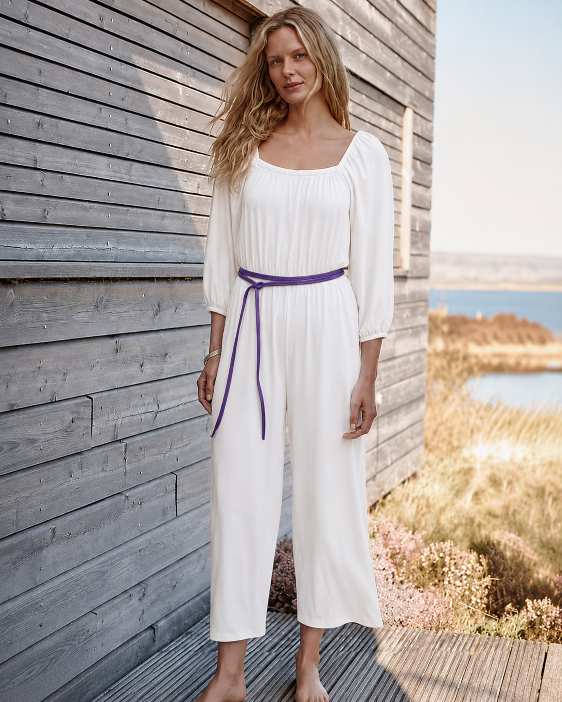 Skinny Wrap Leather Belt - Violet