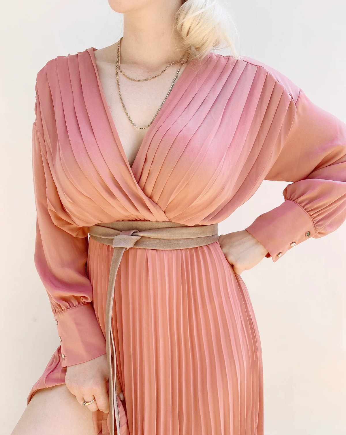 Wrap Leather Belt - Taupe