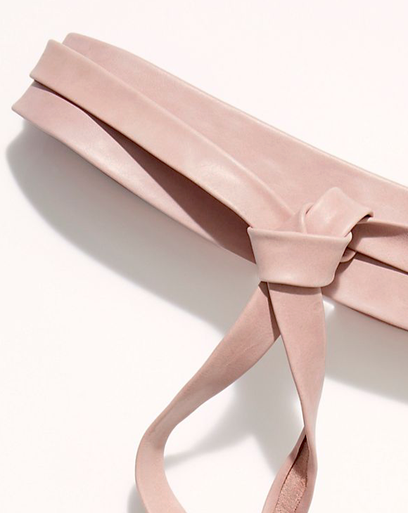 Wrap Leather Belt - Blush