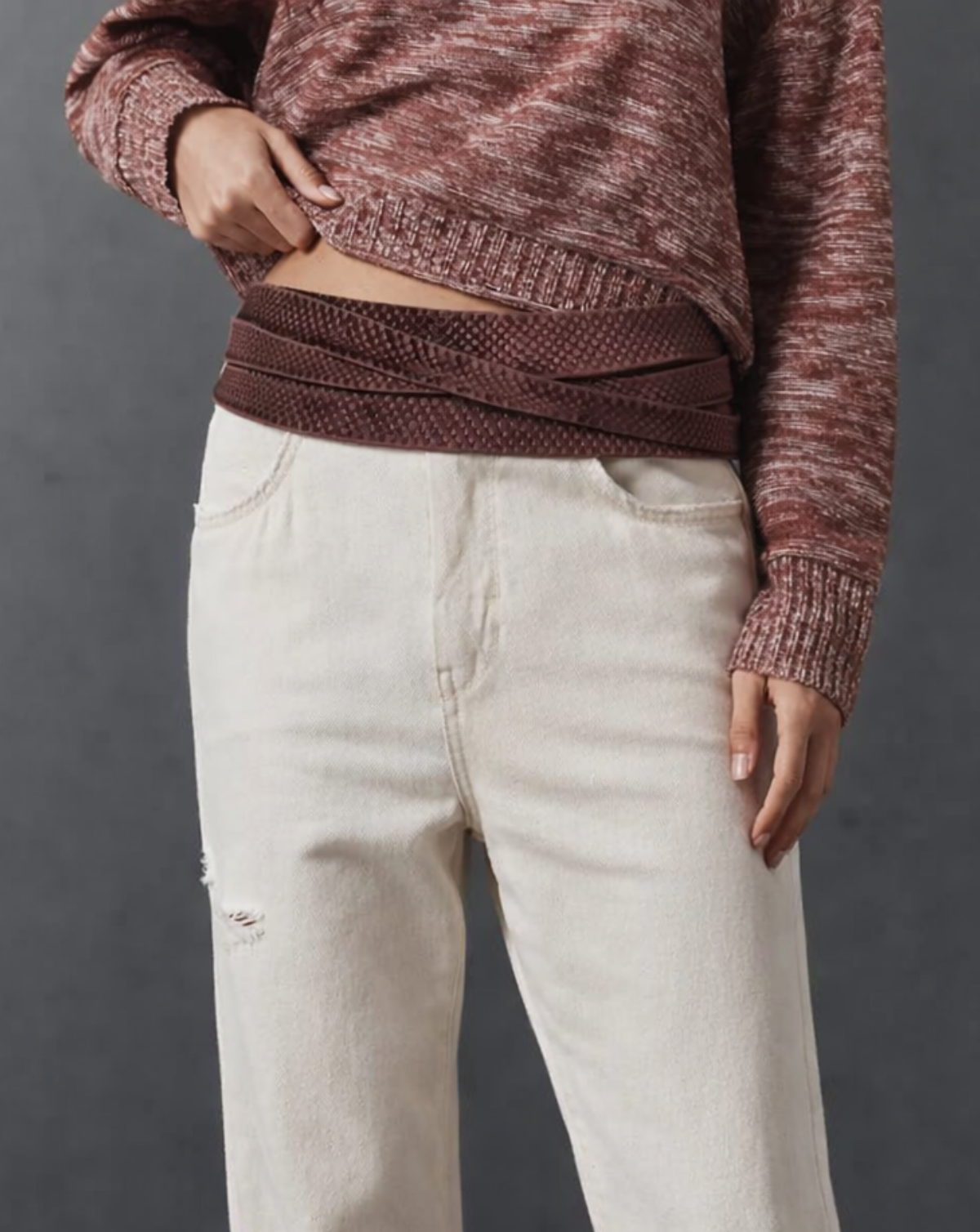 Wrap Leather Belt - Malbec Python