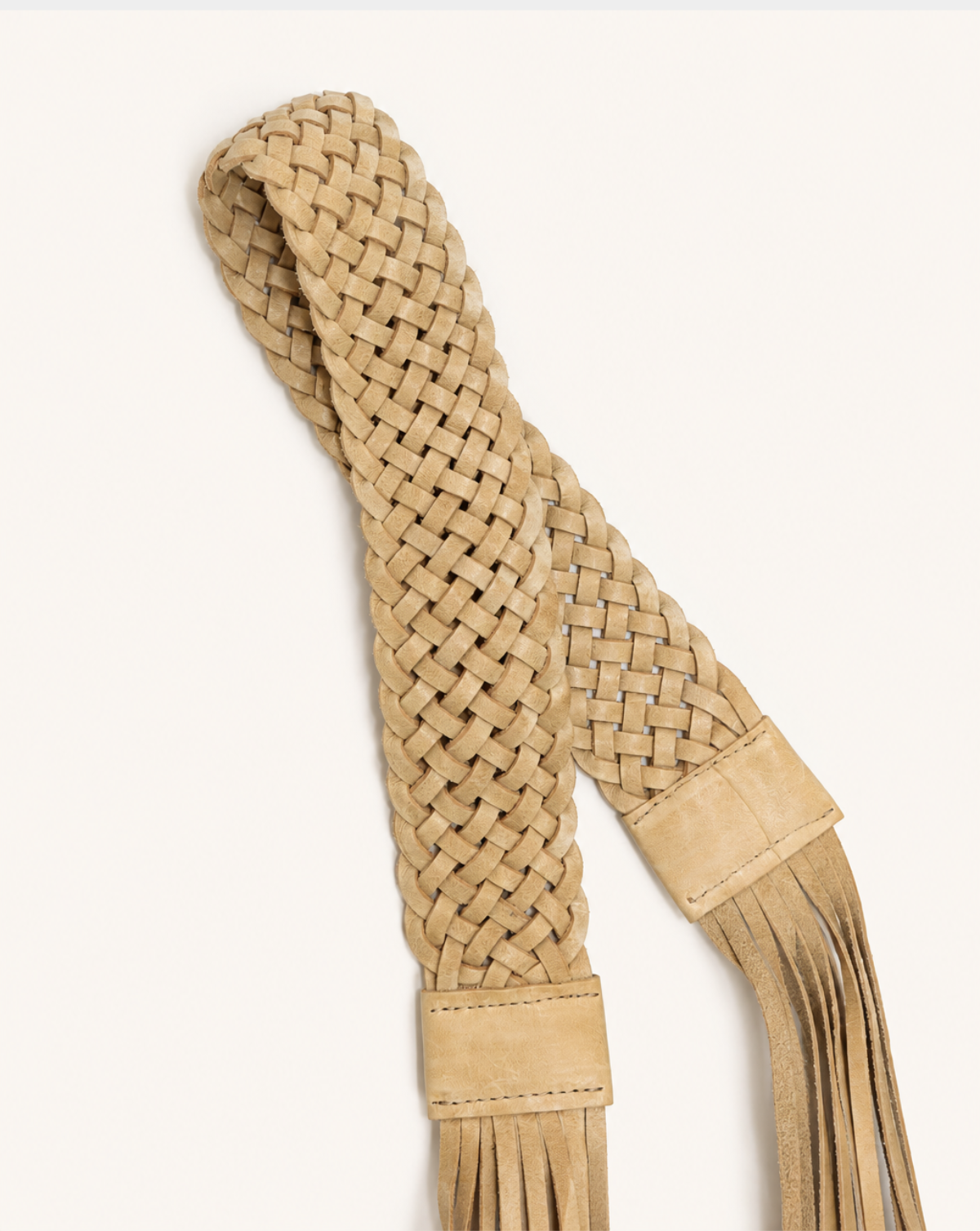 Zoe Braided Leather Belt - Oat