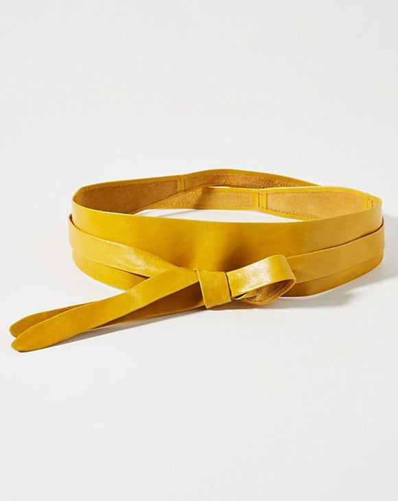 Wrap Leather Belt - Mustard