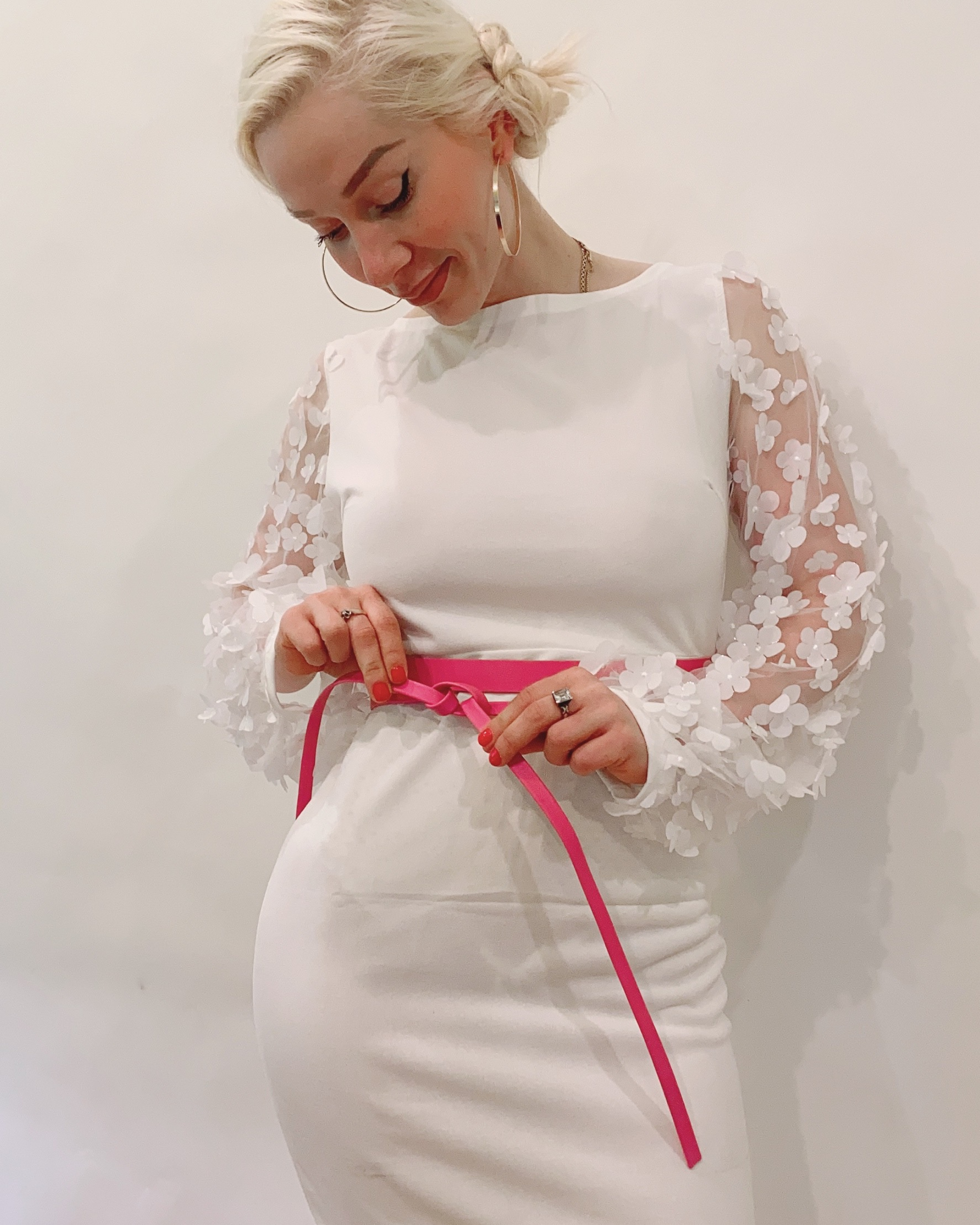 Skinny Wrap Leather Belt - Fuchsia Flamingo