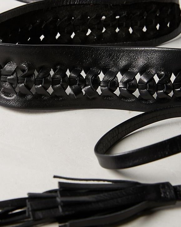 Ava Wrap Leather Belt - Black