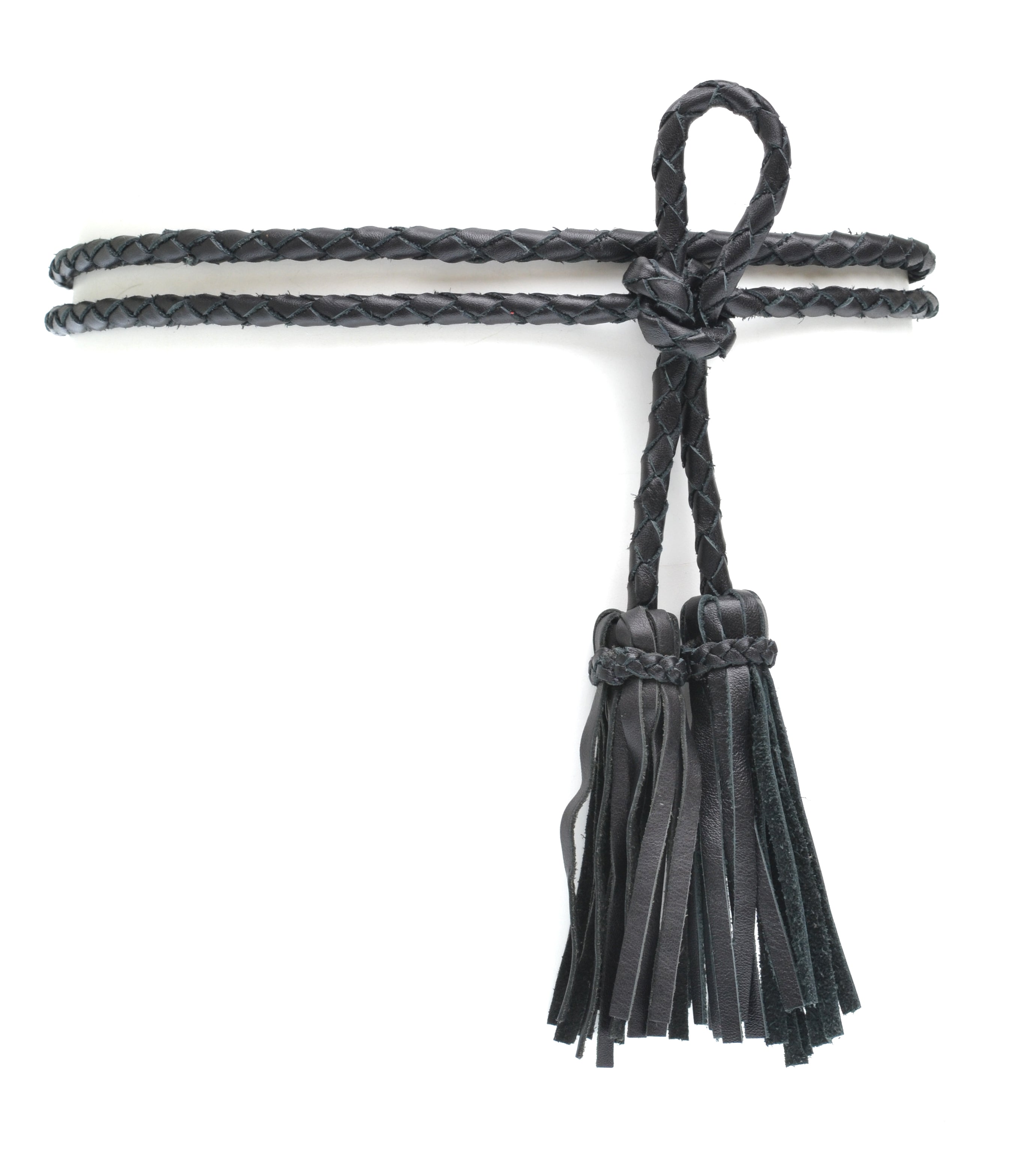 Fringe Soga Leather Belt - Black