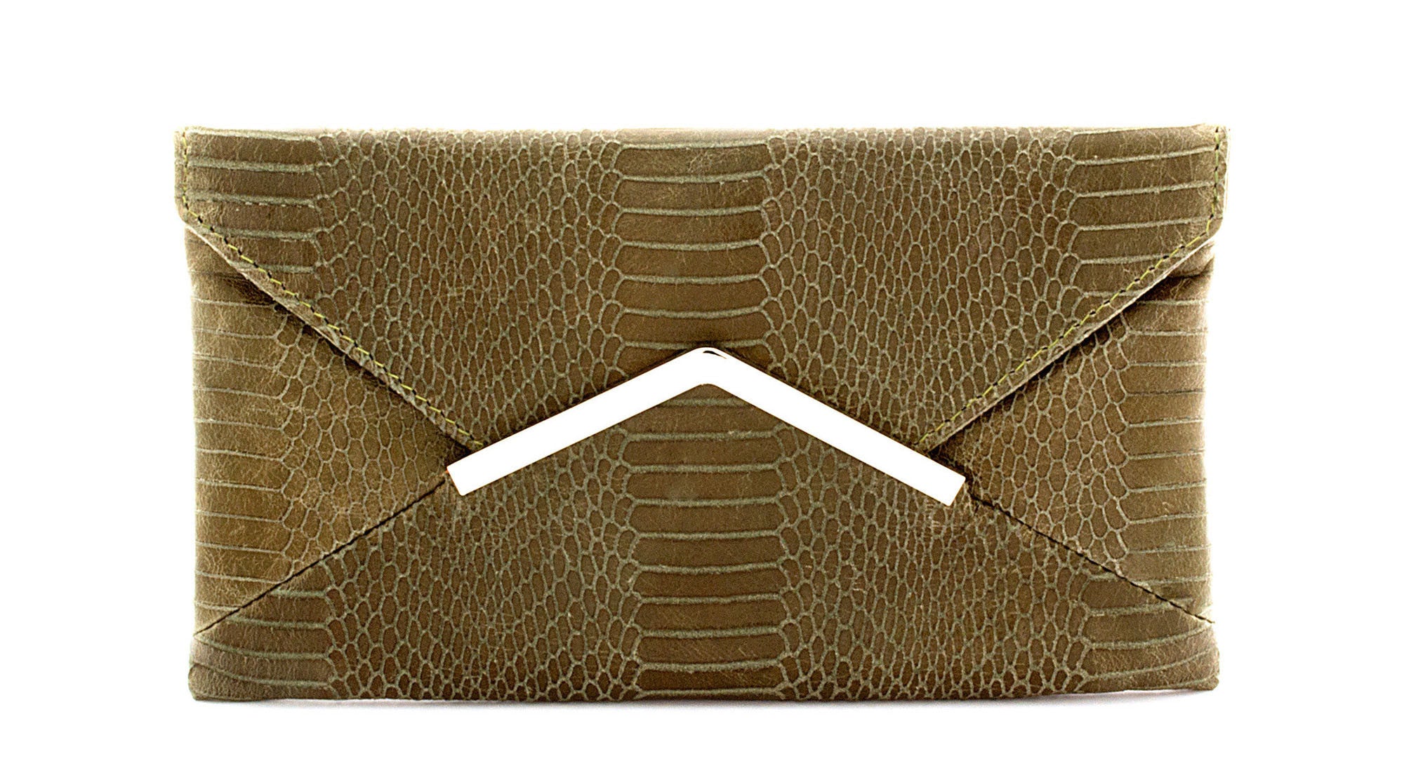 Leather Kacy Clutch - Sage Alligator | ADA Handbags | Womens Accessories