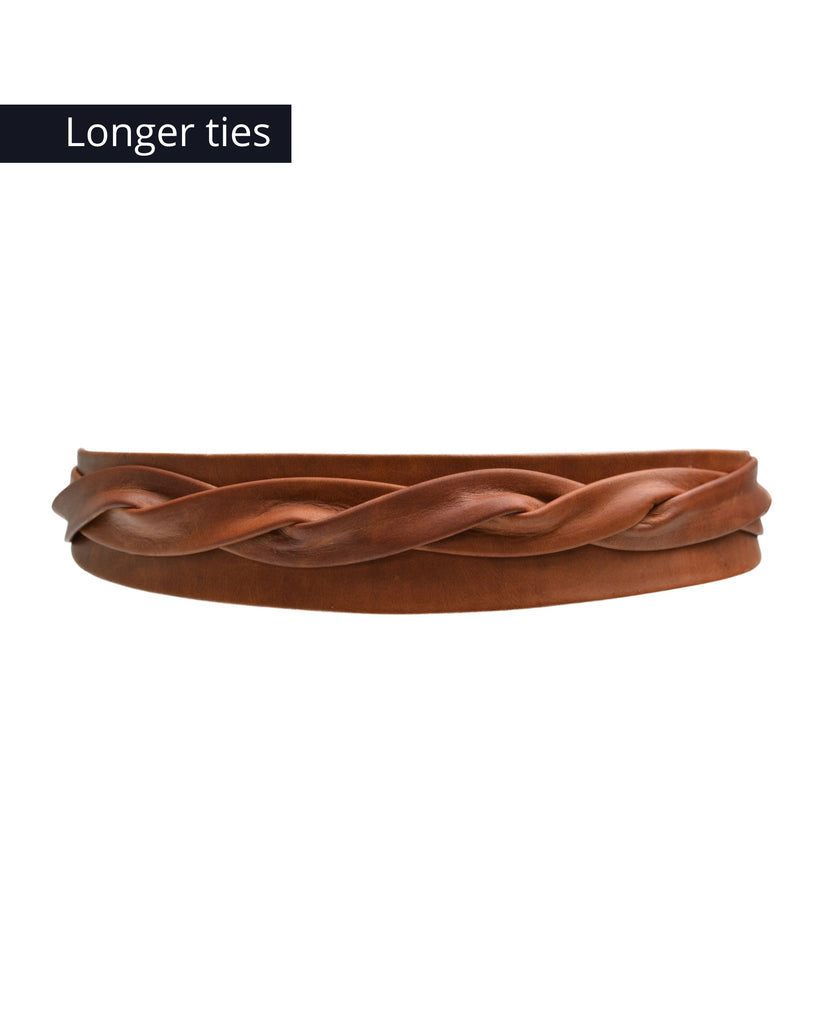 Midi Wrap Leather Belt - Cognac