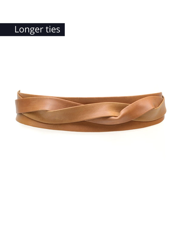 Midi Wrap Leather Belt - Tan