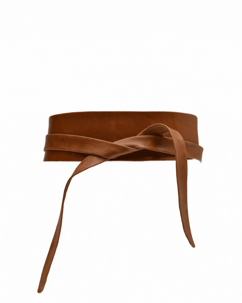Wrap Leather Belt - Cognac