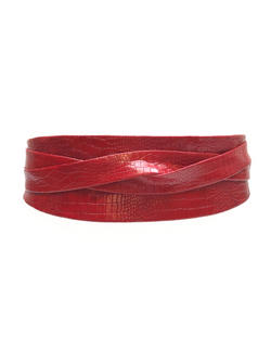 Wrap Leather Belt - Red Small Croco