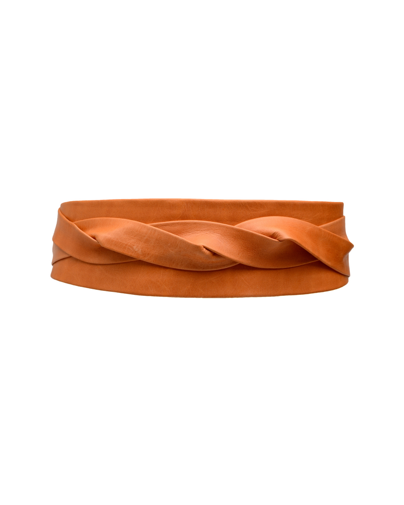 Wrap Leather Belt - Papaya