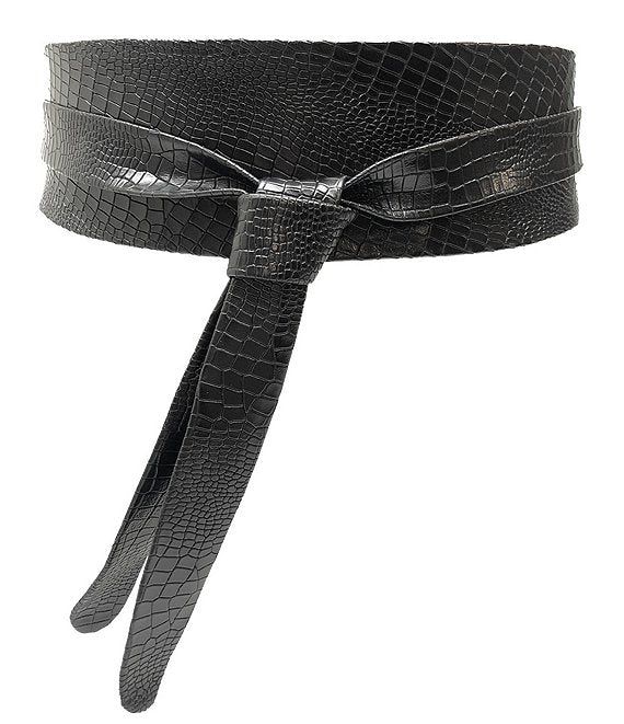 Wrap Leather Belt - Black Patent Croco