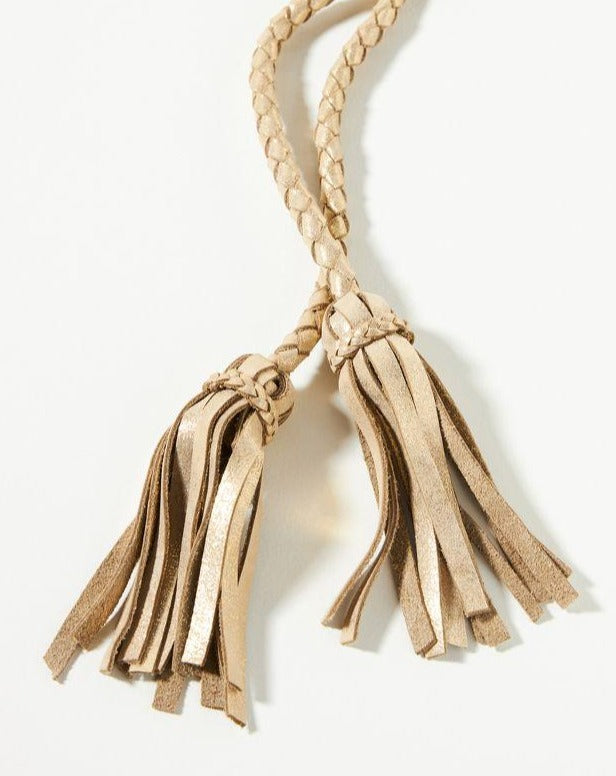 Fringe Soga Leather Belt  - Gold