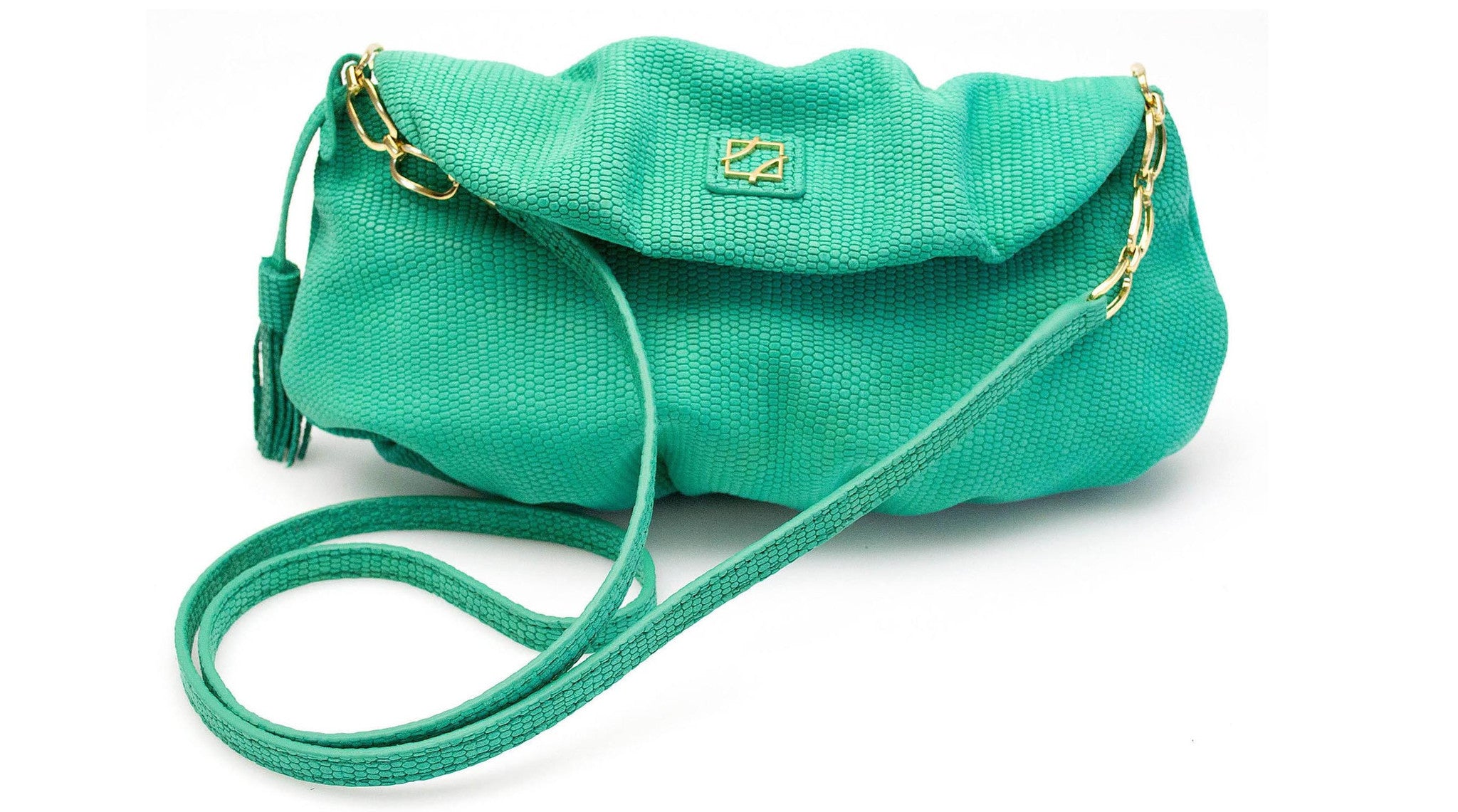 Leather Sasha Clutch - Emerald