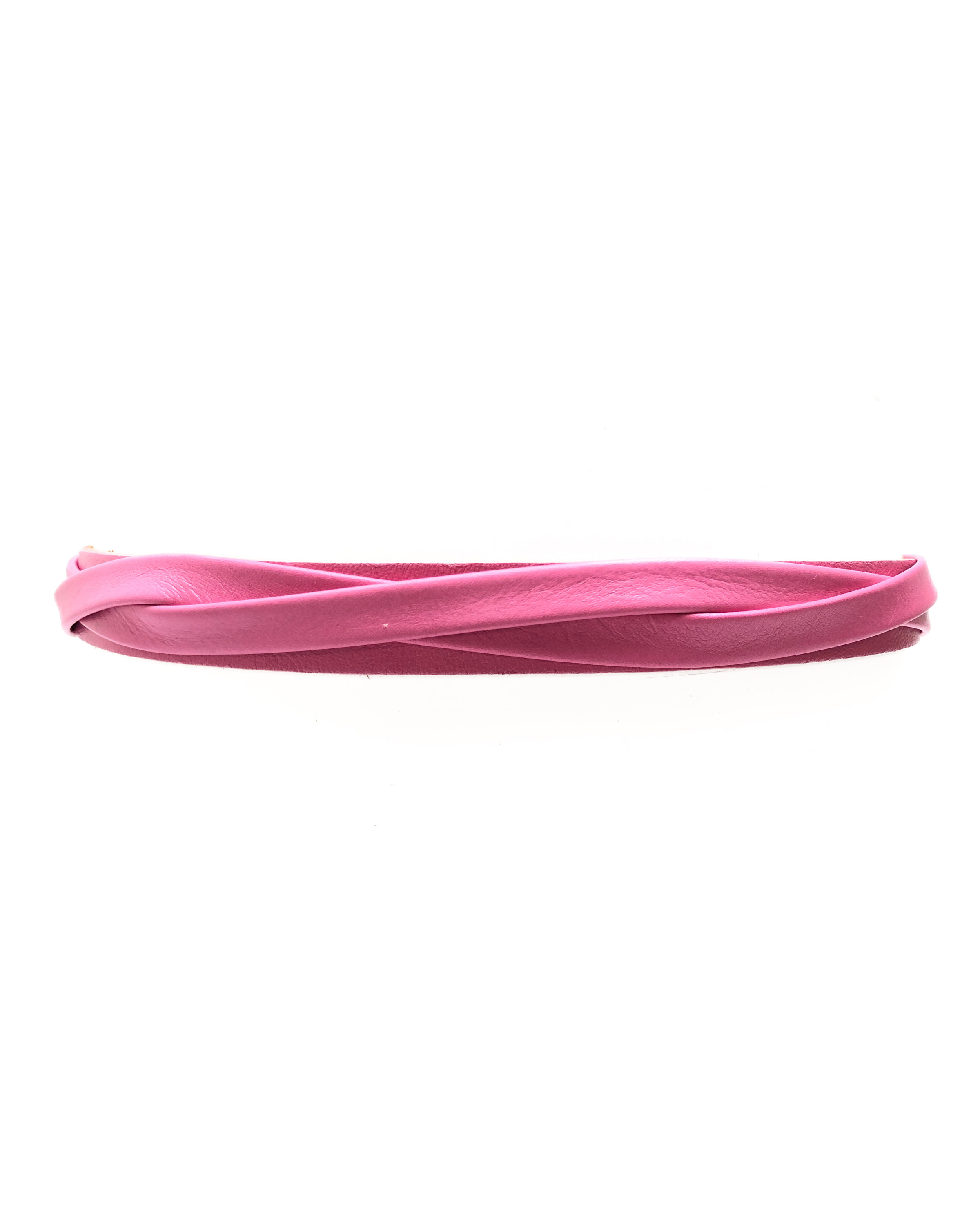 Skinny Wrap Leather Belt - Fuchsia Flamingo