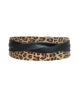 Wrap Leather Belt - Leopard Combo Metallic