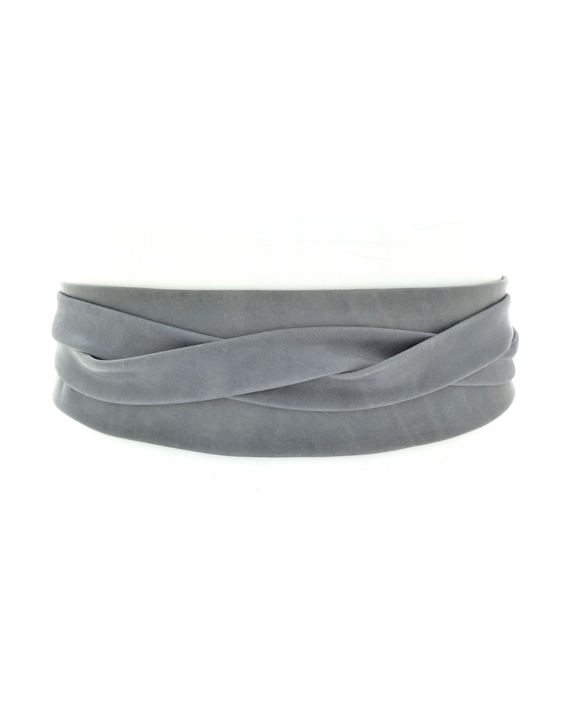 Wrap Leather Belt - Grey